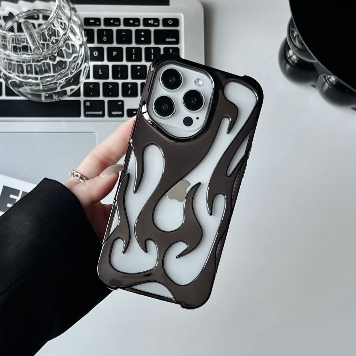 Electroplating Hollow Heat Dissipation Phone Case Flame Pattern High-grade Soft Shell