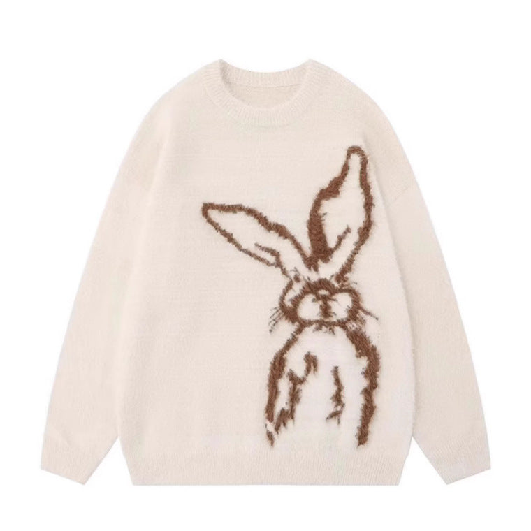 Casual Soft Glutinous Rabbit Jacquard Mohair Sweater