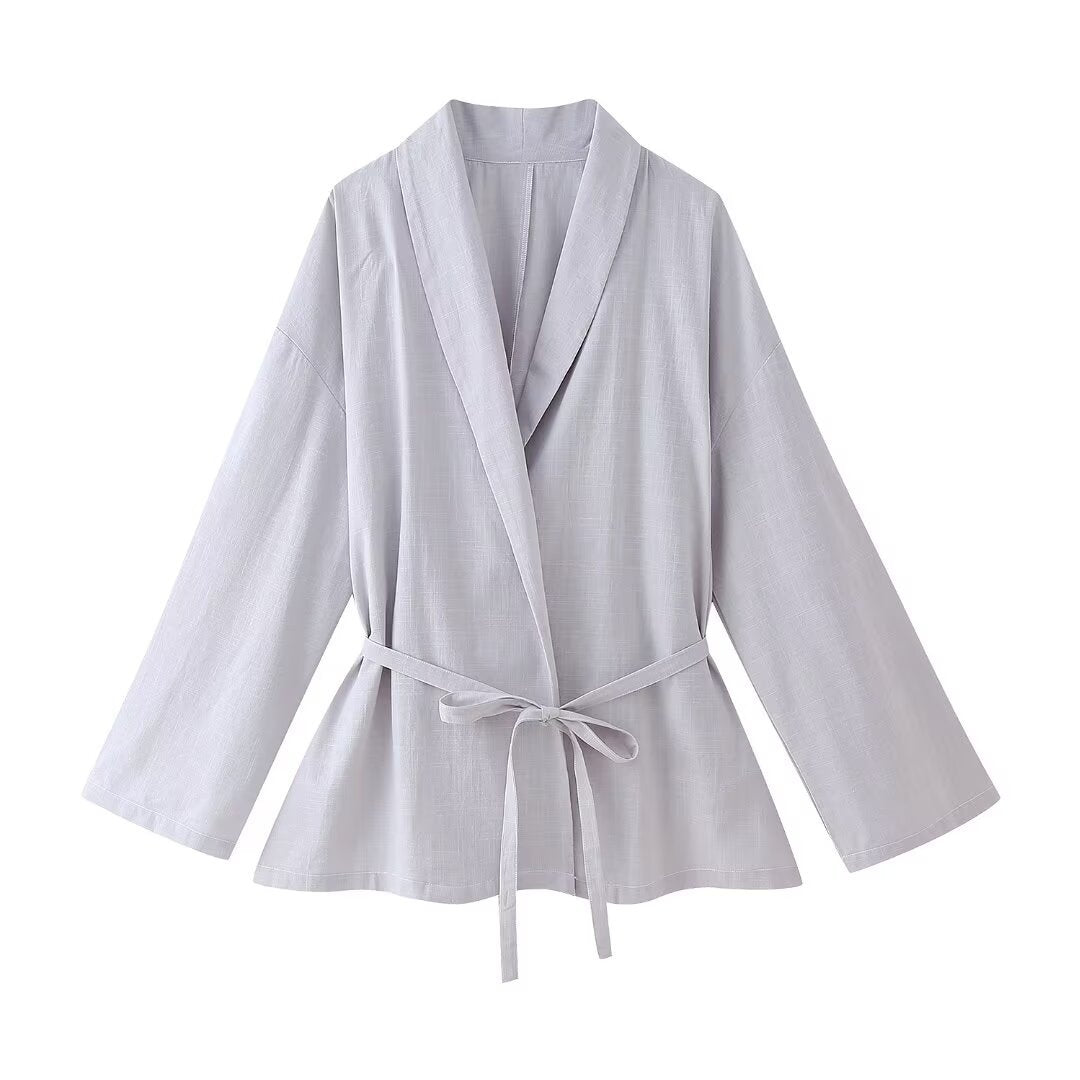 Women's Texture Double Breasted Kimono Coat