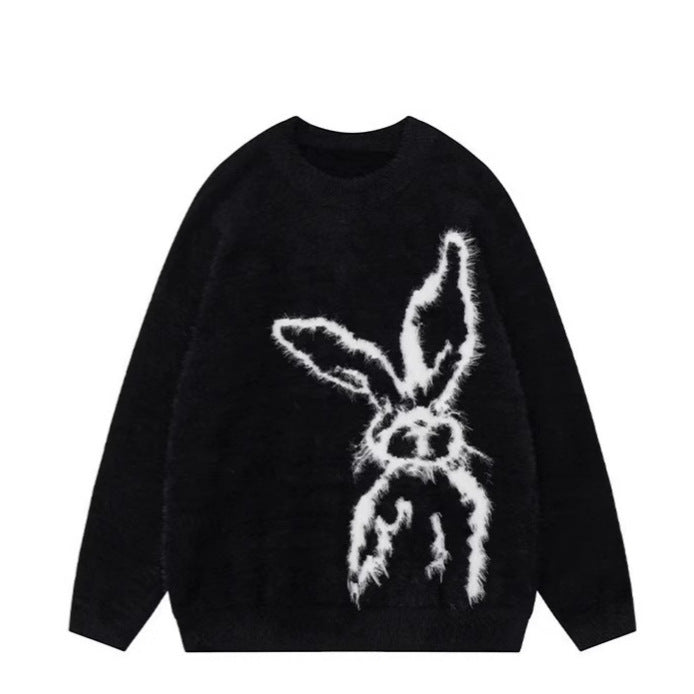 Casual Soft Glutinous Rabbit Jacquard Mohair Sweater