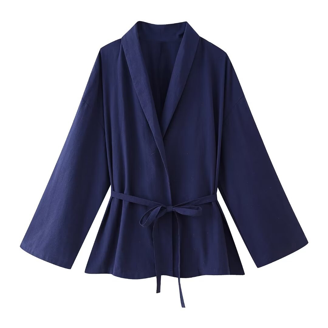 Women's Texture Double Breasted Kimono Coat